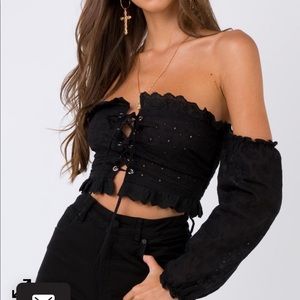 Lily Mae black off the shoulder crop top